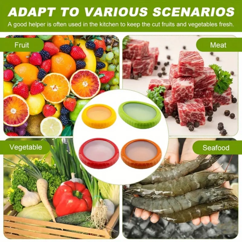Silicone Fruit, Vegetable Fresh-Keeping Box, Portable, Stackable, Leak Proof Food Storage Container Set for Longer Fresh