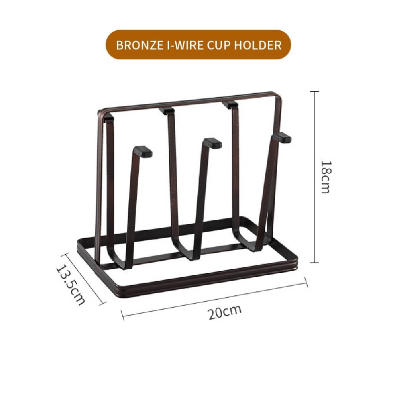 1Pcs 6 Cup Glass Drying Rack, Non-Slip Cup Organizer for Mugs, Glasses, Bottles, Sturdy Metal Holder with Silicone Hooks