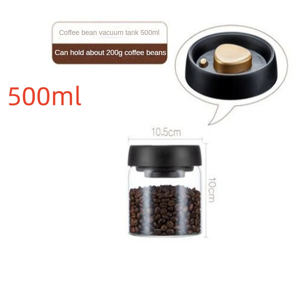 Coffee Beans Vacuum Sealed Tank, Airtight Glass Food Storage Jar for Household Kitchen Moisture-Proof, Air Extraction