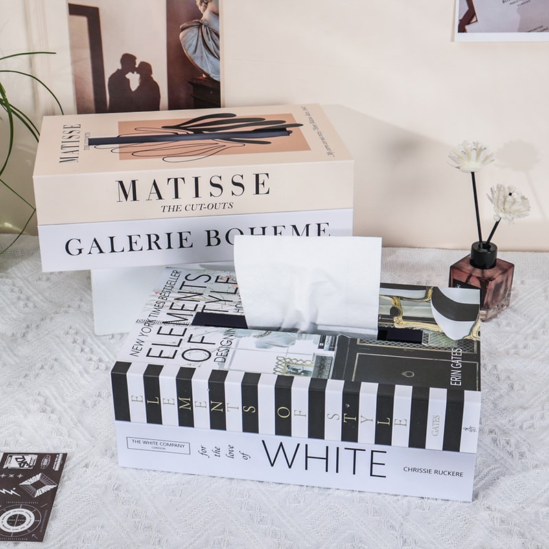 Luxury Book Style Tissue Box Cover, Elegant Napkin Holder Case for Home, Hotel, Office Decor