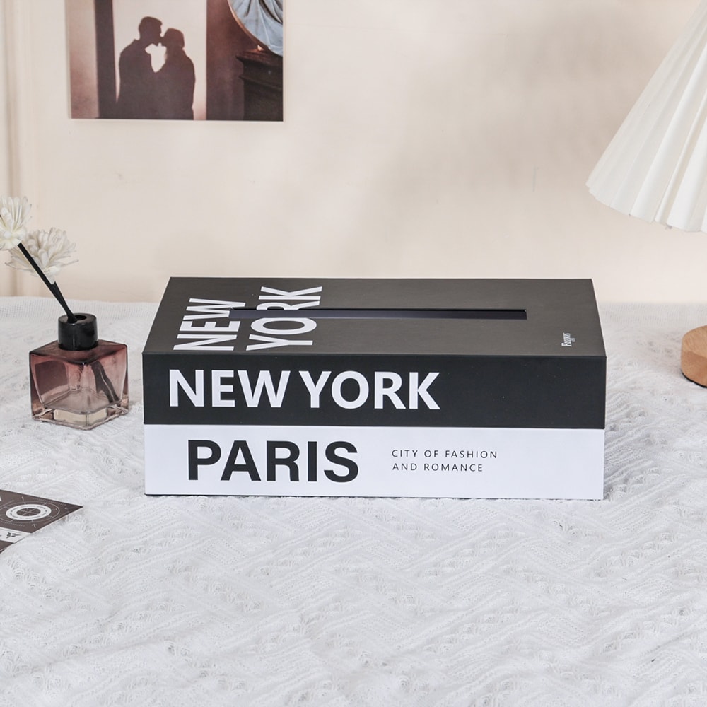 Luxury Book Style Tissue Box Cover, Elegant Napkin Holder Case for Home, Hotel, Office Decor