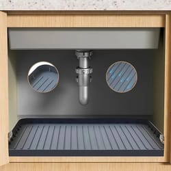 durable under-sink mat, waterproof drip tray liner for kitchen & bathroom cabinets, easy-clean storage solution