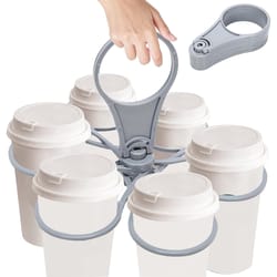 foldable 6-layer reusable drink carrier with handle, portable coffee cup rack & bar tool for parties