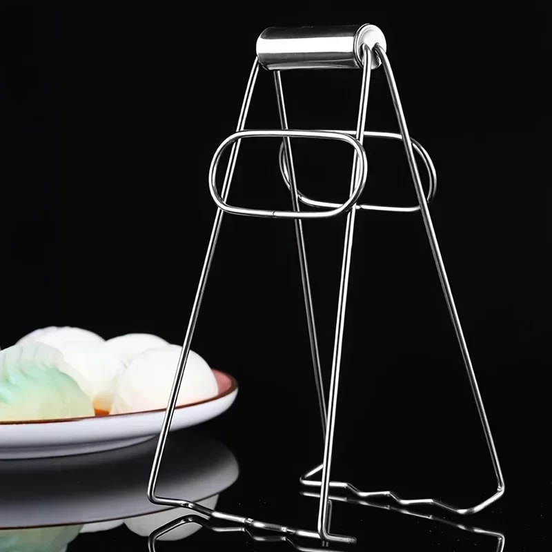1-5PCS Stainless Steel Foldable Hot Dish Clamp, Anti-Scald Bowl Clip, Plate Pot Gripper, Kitchen Utensil Holder Tool