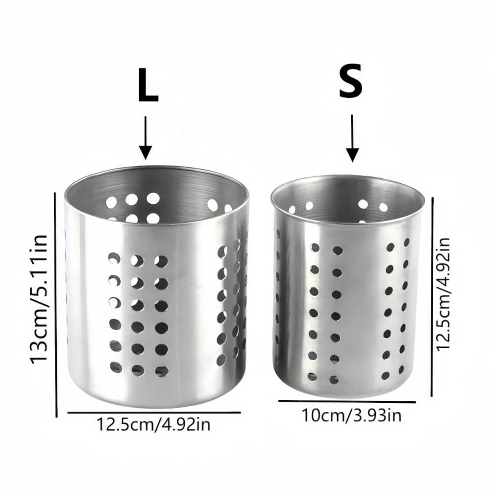Stainless Steel Cylindrical Chopstick Cutlery Storage Box, Ideal for Home Kitchens, Restaurants Dormitories