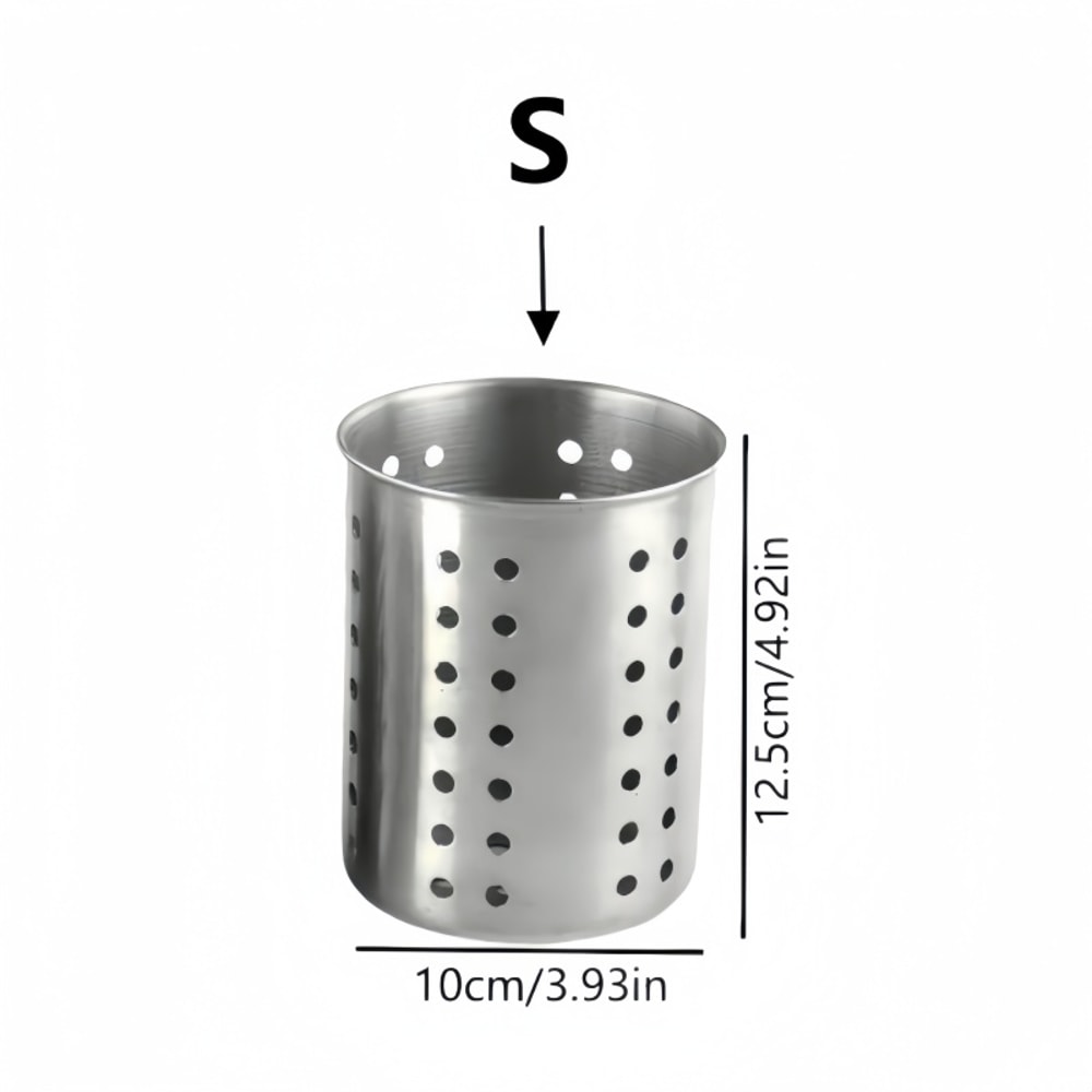Stainless Steel Cylindrical Chopstick Cutlery Storage Box, Ideal for Home Kitchens, Restaurants Dormitories