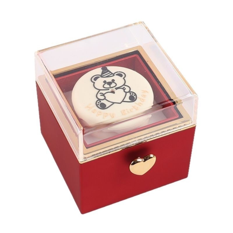 Bear Flip Ring Box, Mini Cake Jewelry Gift Box for Girlfriend, Birthday Proposals, Ring Display Storage Box