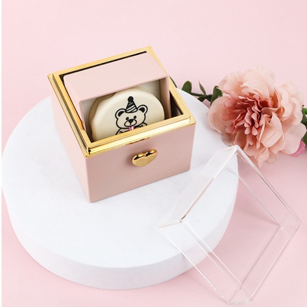 Bear Flip Ring Box, Mini Cake Jewelry Gift Box for Girlfriend, Birthday Proposals, Ring Display Storage Box