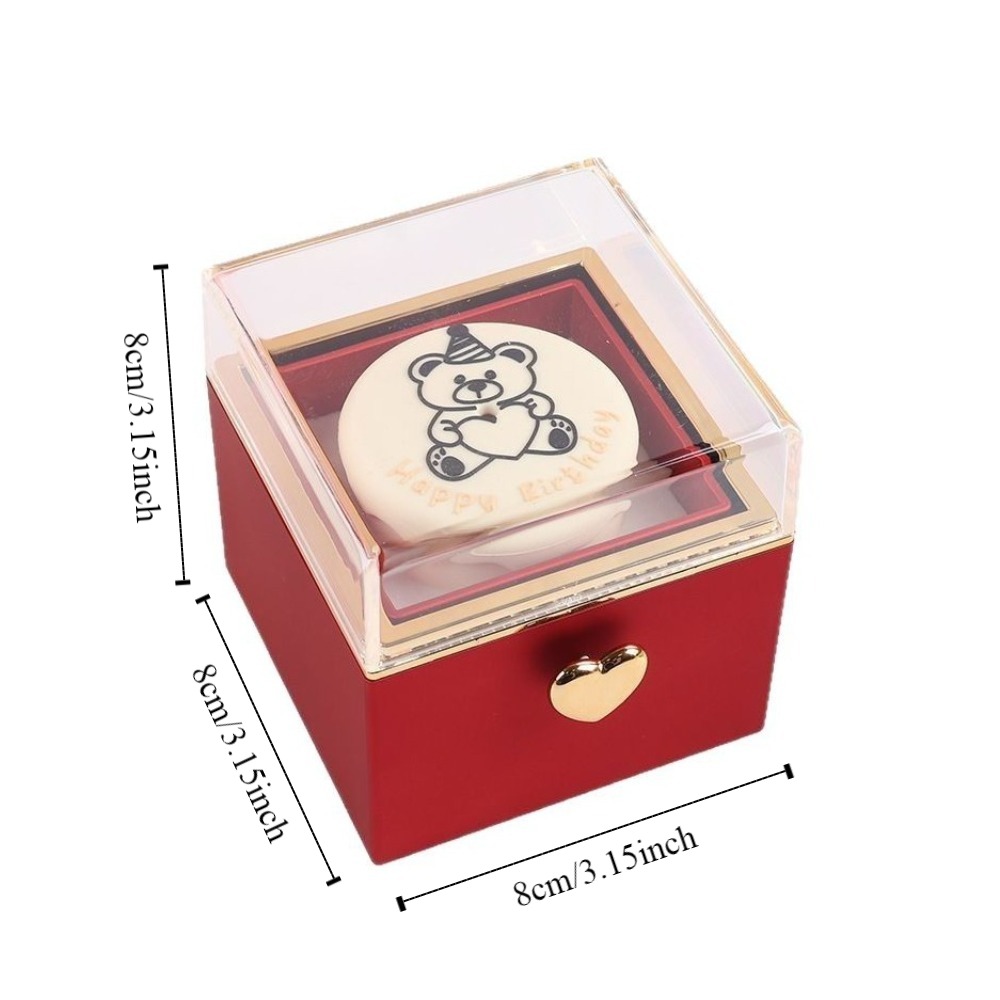 Bear Flip Ring Box, Mini Cake Jewelry Gift Box for Girlfriend, Birthday Proposals, Ring Display Storage Box