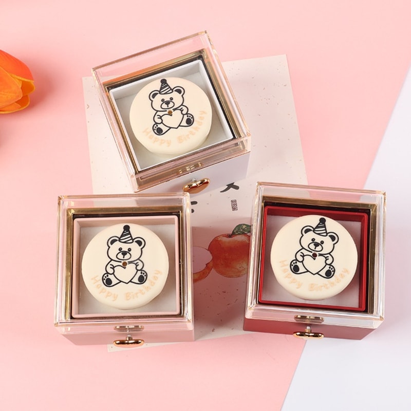 Bear Flip Ring Box, Mini Cake Jewelry Gift Box for Girlfriend, Birthday Proposals, Ring Display Storage Box
