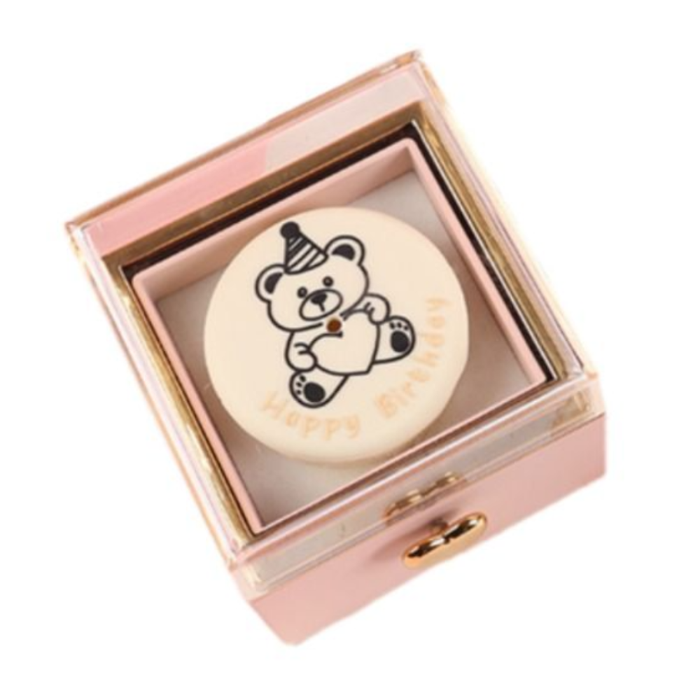 Bear Flip Ring Box, Mini Cake Jewelry Gift Box for Girlfriend, Birthday Proposals, Ring Display Storage Box