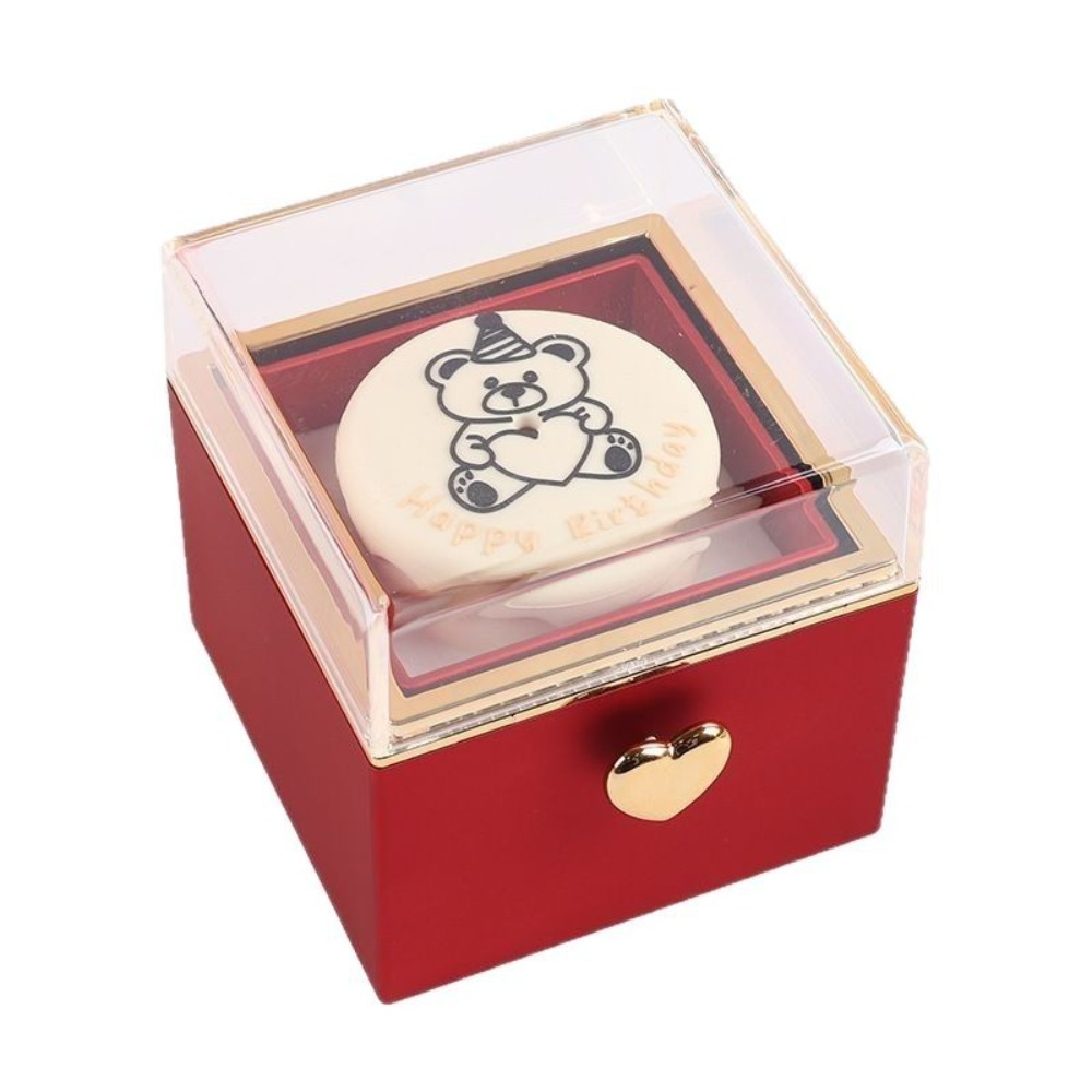 Bear Flip Ring Box, Mini Cake Jewelry Gift Box for Girlfriend, Birthday Proposals, Ring Display Storage Box