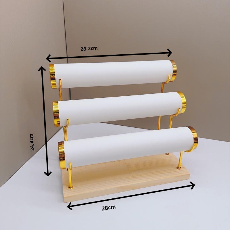 Detachable Bracelet Holder Jewelry Storage Stand with Wooden Tray, Elegant Jewelry Display Organizer