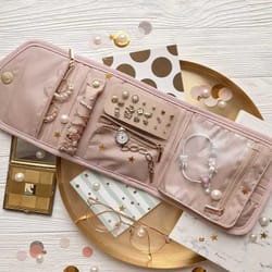 foldable jewellery roll, convenient jewellery organiser for travel & home velvet cosmetic bag, jewelry display pouch