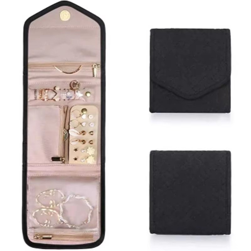 Foldable Jewellery Roll, Convenient Jewellery Organiser for Travel & Home Velvet Cosmetic Bag, Jewelry Display Pouch