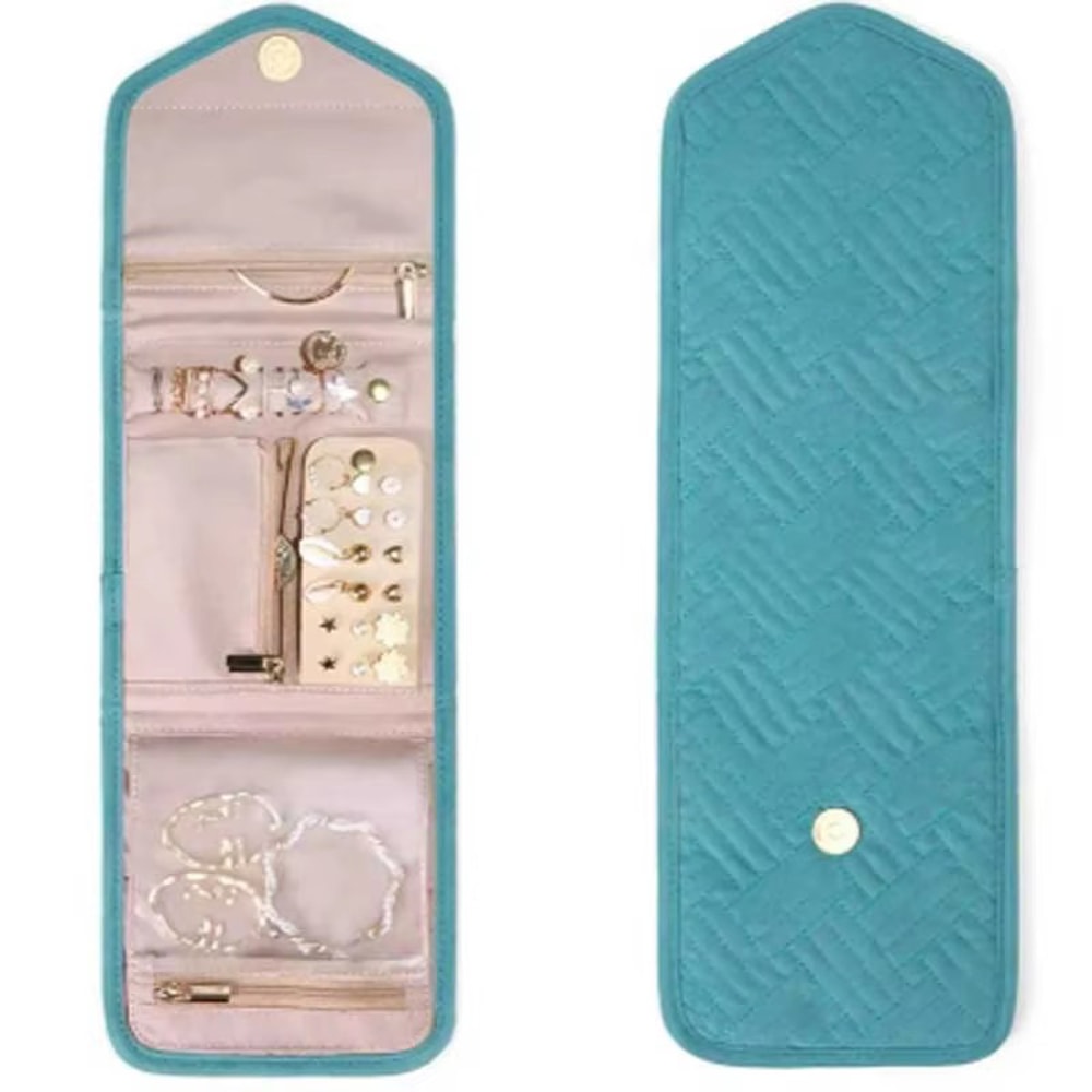 Foldable Jewellery Roll, Convenient Jewellery Organiser for Travel & Home Velvet Cosmetic Bag, Jewelry Display Pouch