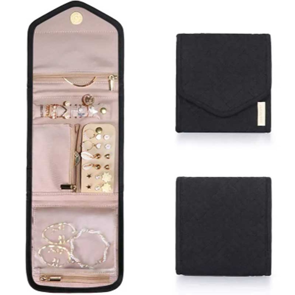 Foldable Jewellery Roll, Convenient Jewellery Organiser for Travel & Home Velvet Cosmetic Bag, Jewelry Display Pouch