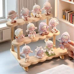 3 tier display riser stand, wooden shelf for perfume organizer, figure doll storage, display shelf for home decor.