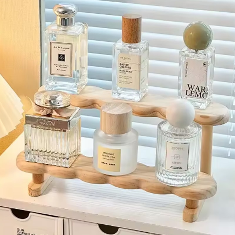 3 Tier Display Riser Stand, Wooden Shelf for Perfume Organizer, Figure Doll Storage, Display Shelf for Home Decor.