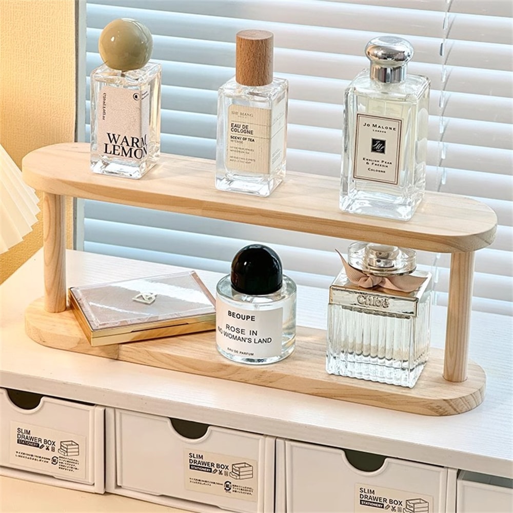 3 Tier Display Riser Stand, Wooden Shelf for Perfume Organizer, Figure Doll Storage, Display Shelf for Home Decor.