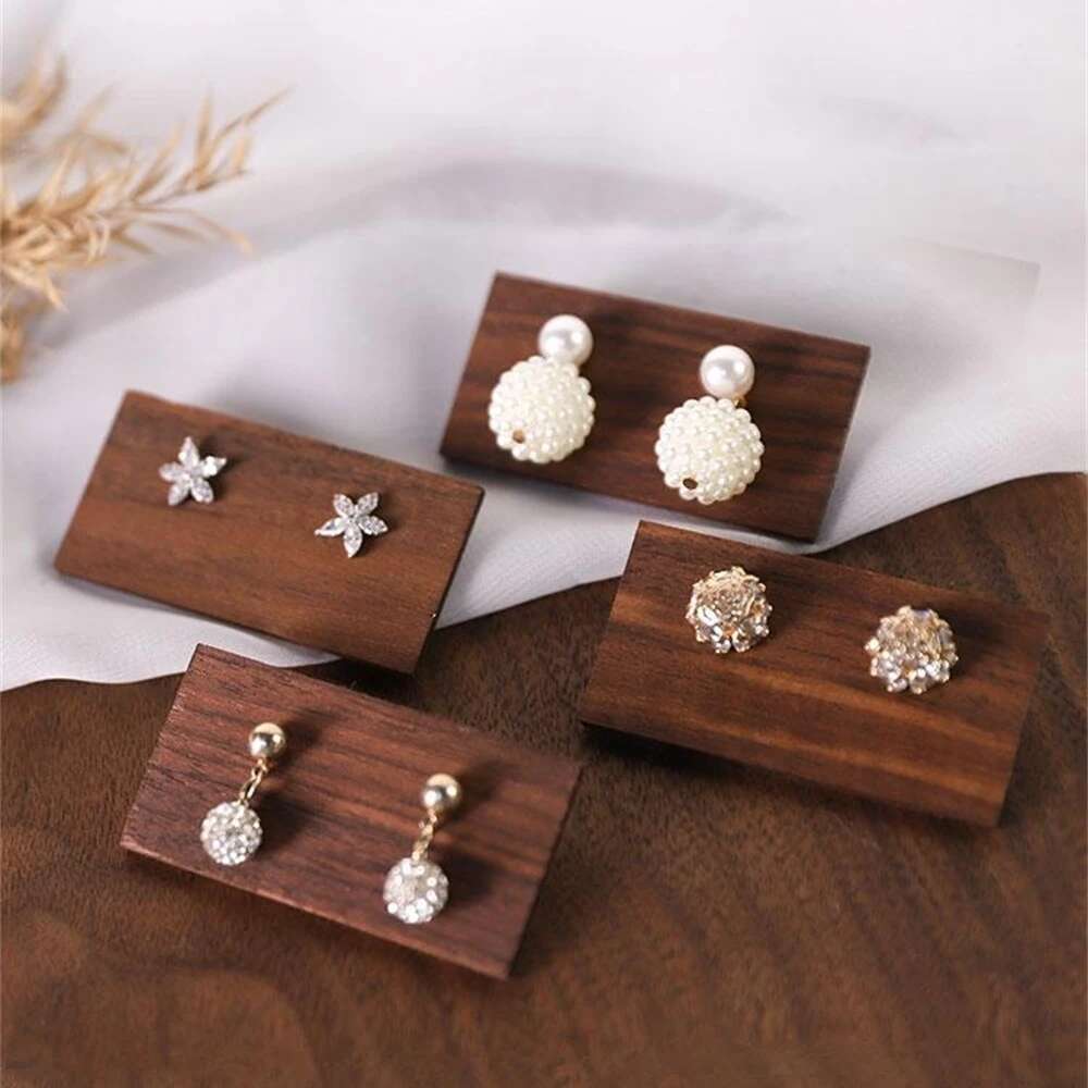 Black Walnut Earring Stud Display Cards, Solid Wood Jewelry Display Shelf for Ear Nails Earrings, Wooden Earring Storage