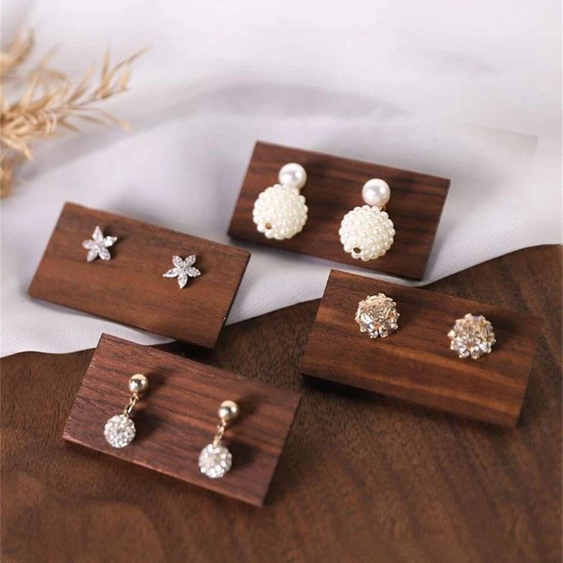 Black Walnut Earring Stud Display Cards, Solid Wood Jewelry Display Shelf for Ear Nails Earrings, Wooden Earring Storage