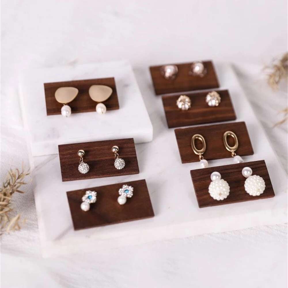 Black Walnut Earring Stud Display Cards, Solid Wood Jewelry Display Shelf for Ear Nails Earrings, Wooden Earring Storage
