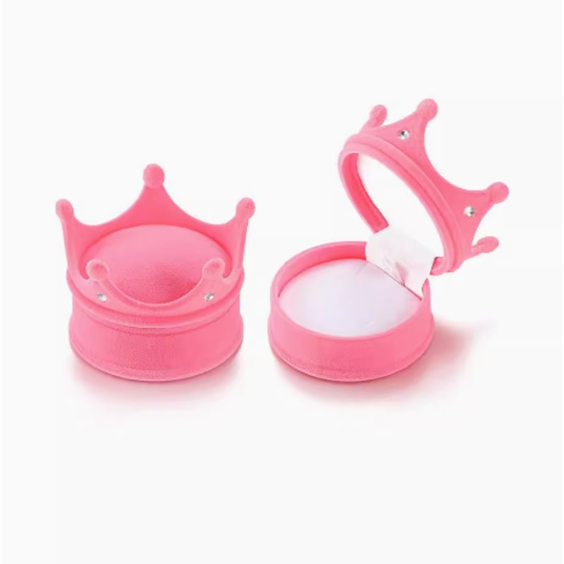 Crown Velvet Jewelry Box, Elegant Ring, Necklace, Earring Gift Case for Display, Storage Perfect for Valentine, Wedding