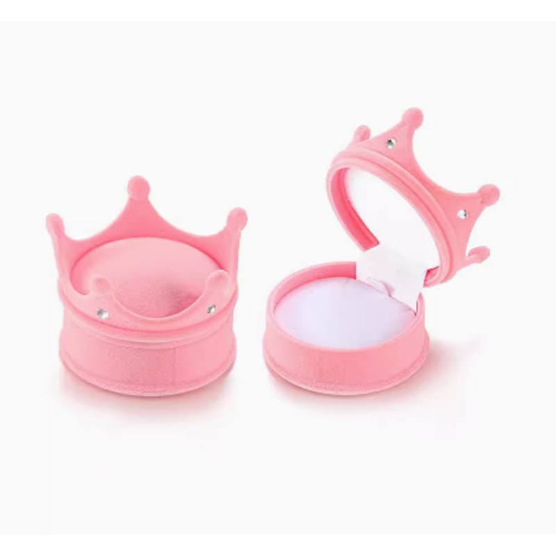 Crown Velvet Jewelry Box, Elegant Ring, Necklace, Earring Gift Case for Display, Storage Perfect for Valentine, Wedding