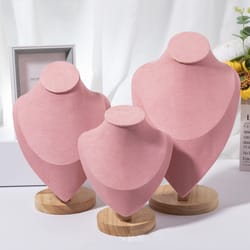 wooden mannequin bust necklace display stand, elegant portrait model for neck pendant, jewellery storage rack, showcase