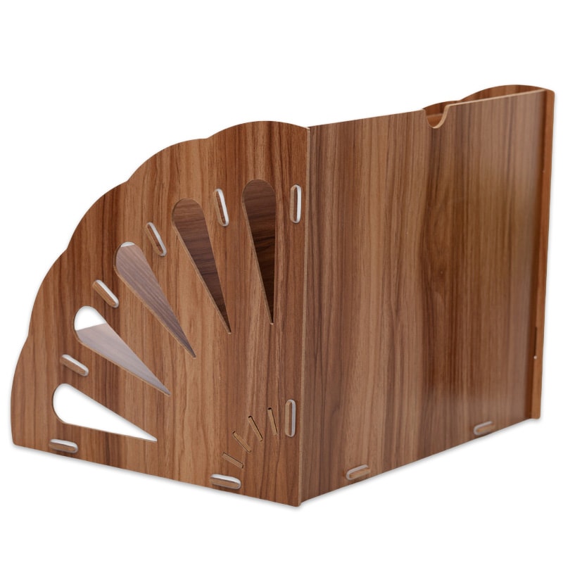 Wooden Fan Multilayer Standing Test Paper Tray Vertical Organizer File Rack Data Storage Office Sta 2