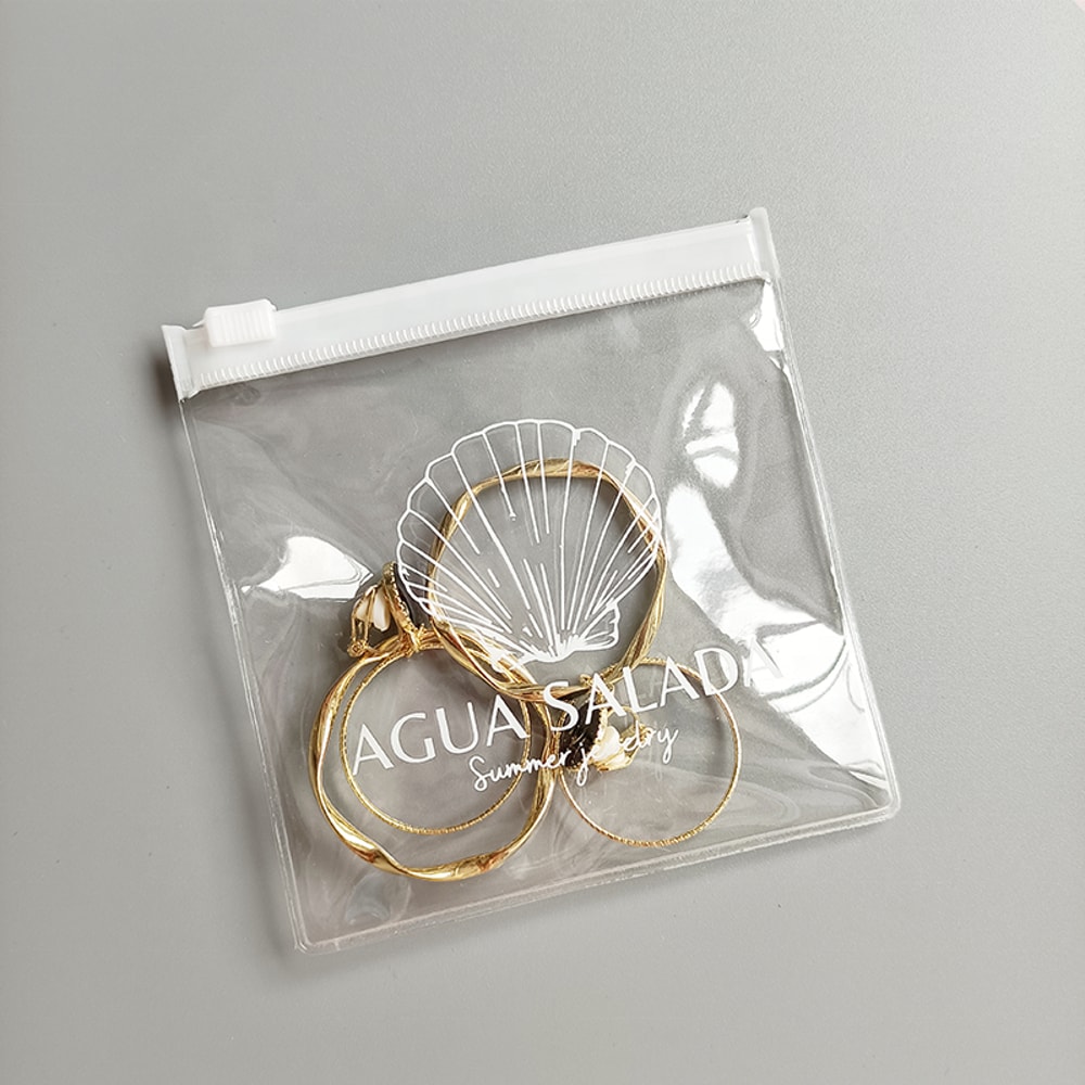 PVC Plastic Zipper Clear Jewelry Storage Bag with Logo, Mini Ziplock Laser Holographic Pouch for Ring Earrings Package