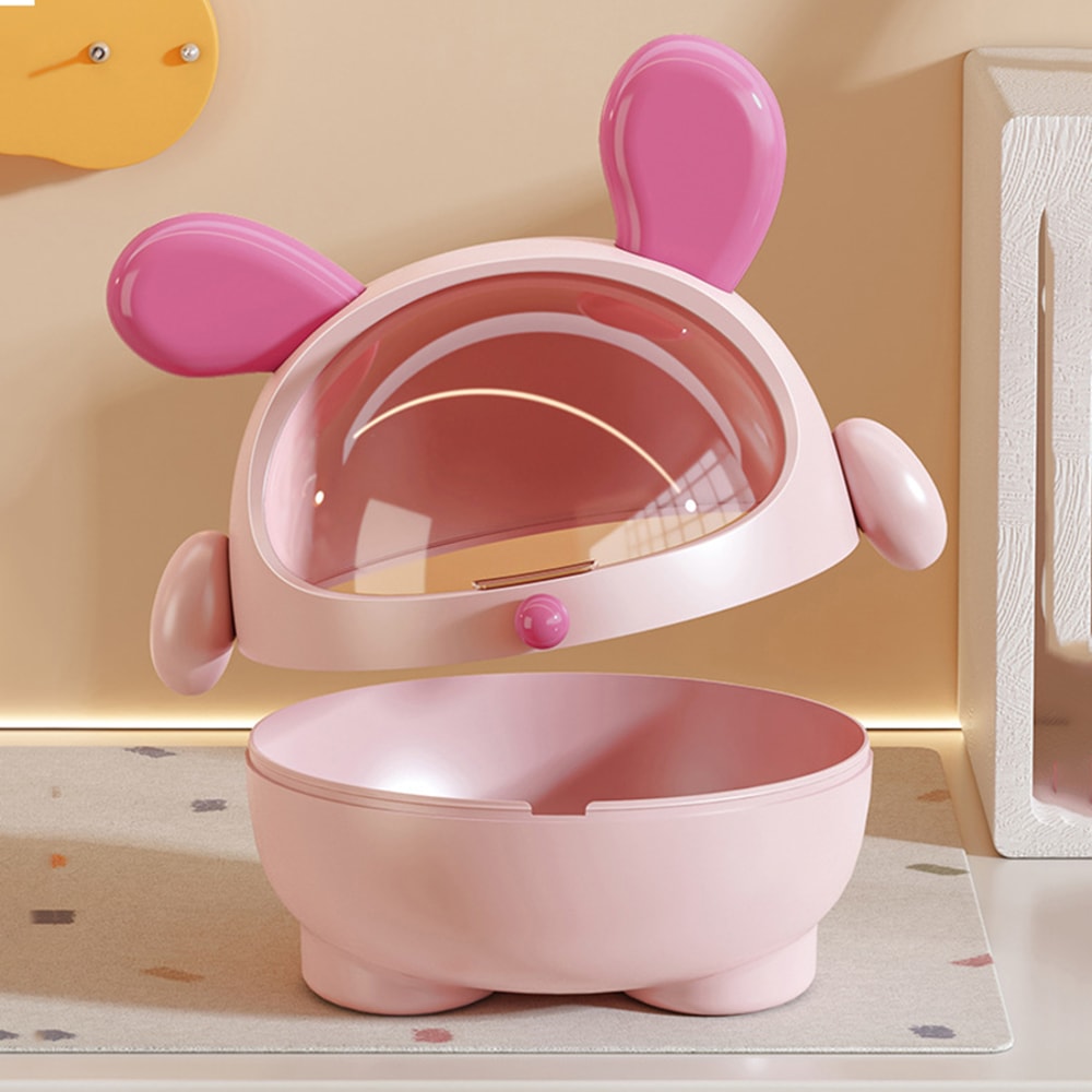 Cute Rabbit Desktop Storage Box with Dustproof Stationery Organizer for Girl Hair Rings, Jewelry & Home Decor