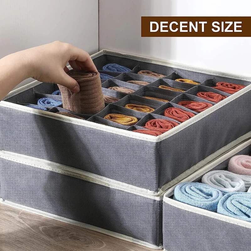 Foldable Closet Organizer Drawer Divider, Storage Box for Socks, Underwear Ties, Space-Saving Cabinet Organization Bins