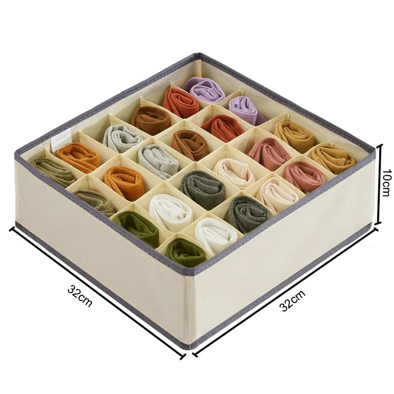 Foldable Closet Organizer Drawer Divider, Storage Box for Socks, Underwear Ties, Space-Saving Cabinet Organization Bins