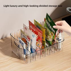 large capacity spice rack, transparent divided cosmetic & food storage box, countertop spice shelf for kitchen pantry