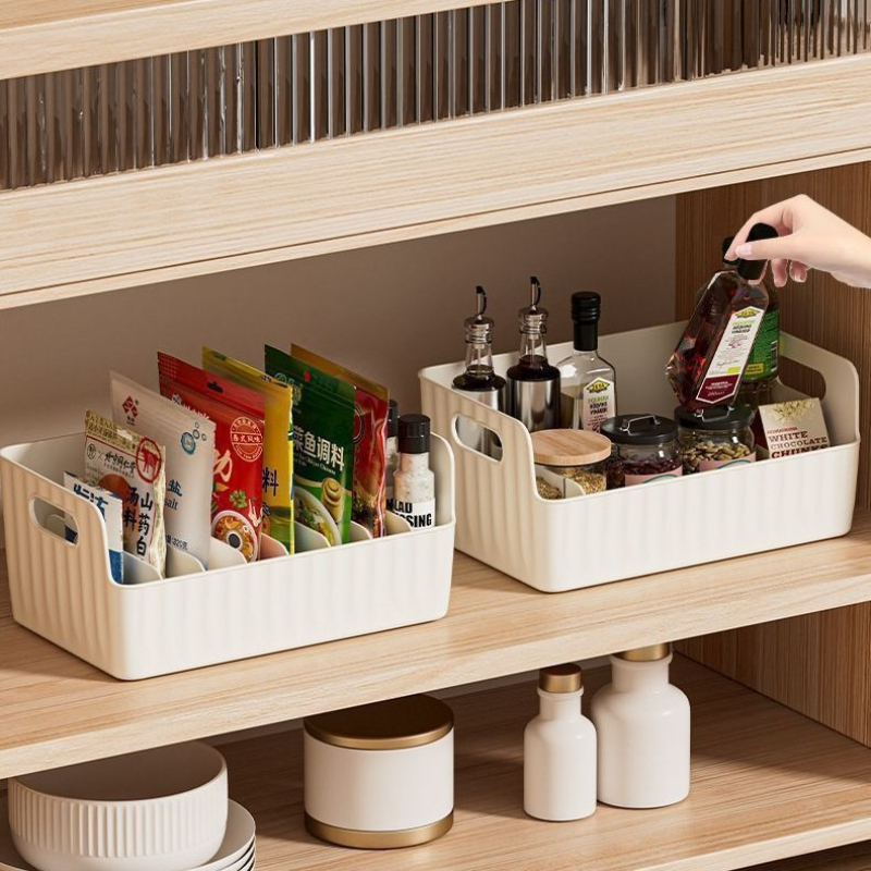 Large Capacity Spice Rack, Transparent Divided Cosmetic & Food Storage Box, Countertop Spice Shelf for Kitchen Pantry