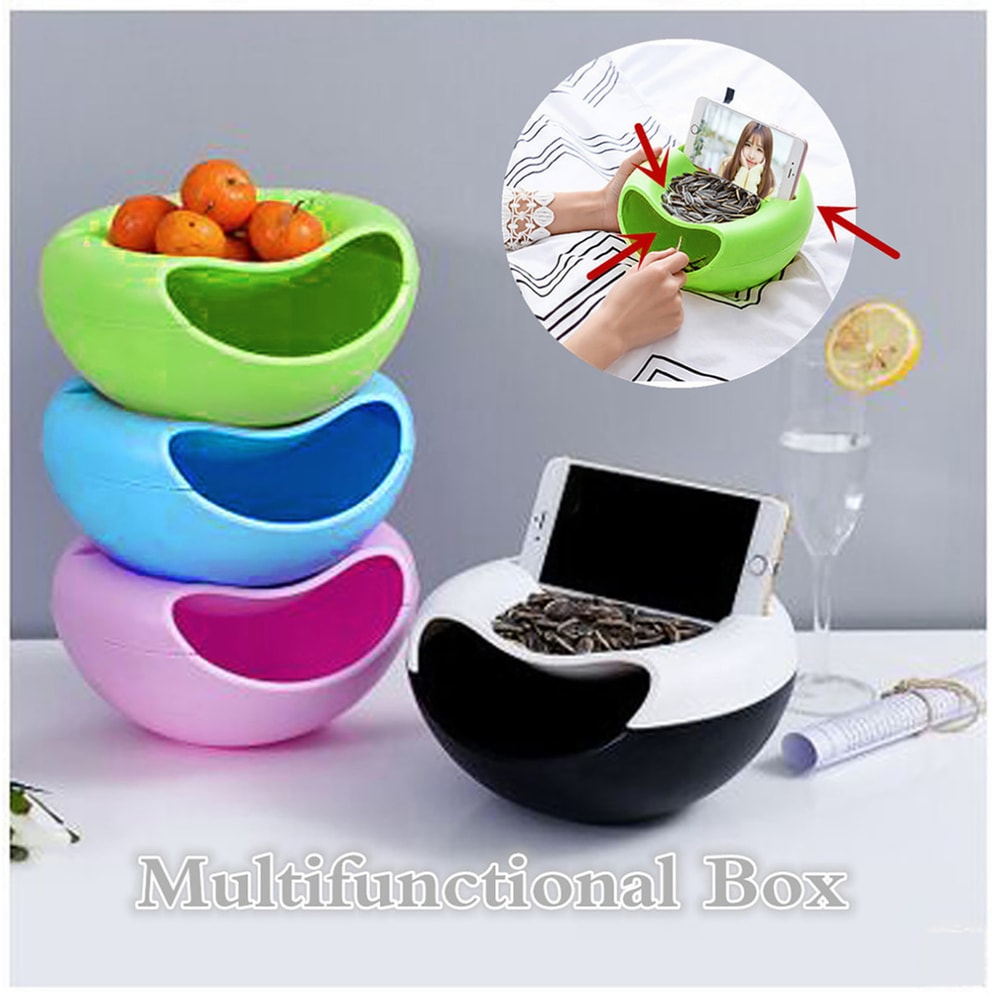 Creative Double-Layer Snacks Bowl, Nut Sunflower Seed Bowl with Shell Storage, Dry Fruit Containers, Snack Storage Box