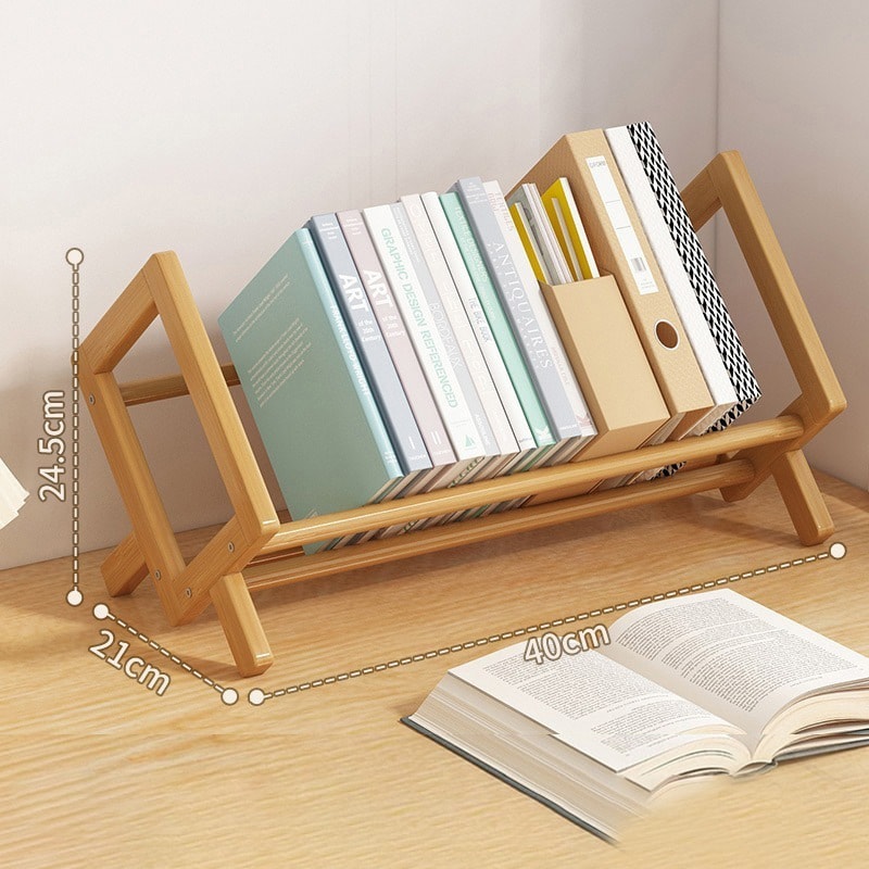 Desktop Bookshelf Organizer Bamboo Office Document Magazine Storage Shelf For Student Economy Stand