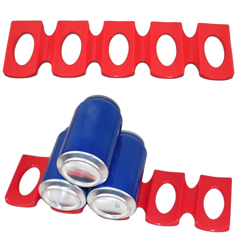 Red Silicone Fridge Can Beer Wine Bottle Rack Holder Mat – Anti-Skid Stacking Tidy Tool, Foldable Kitchen Organizer