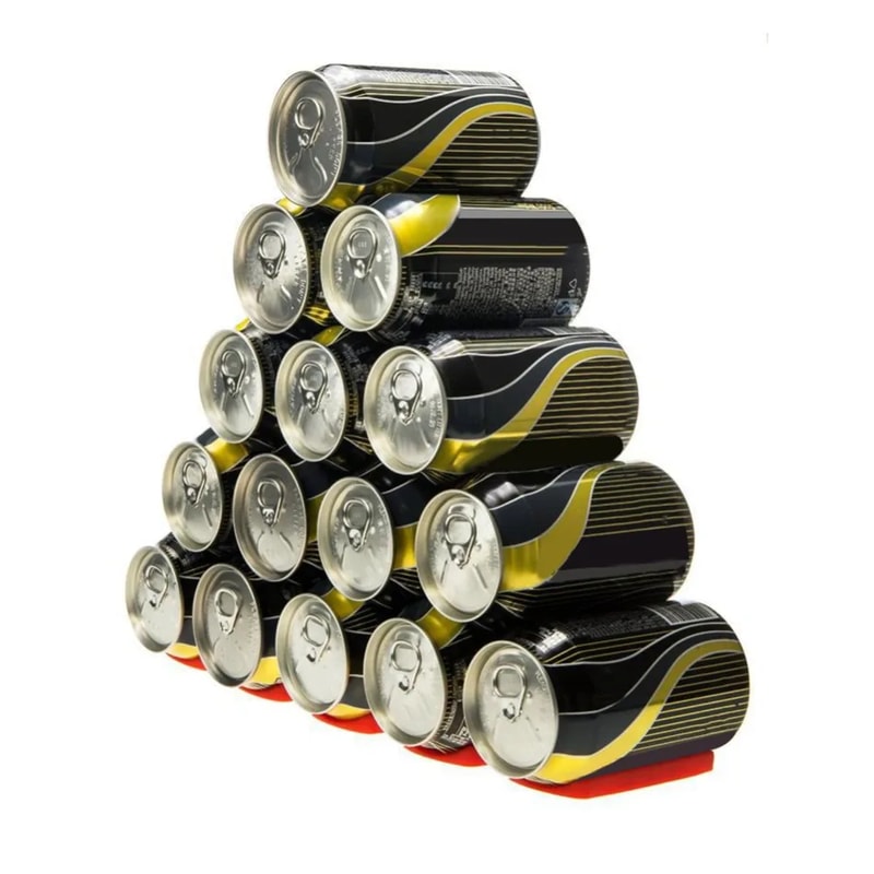 Red Silicone Fridge Can Beer Wine Bottle Rack Holder Mat – Anti-Skid Stacking Tidy Tool, Foldable Kitchen Organizer