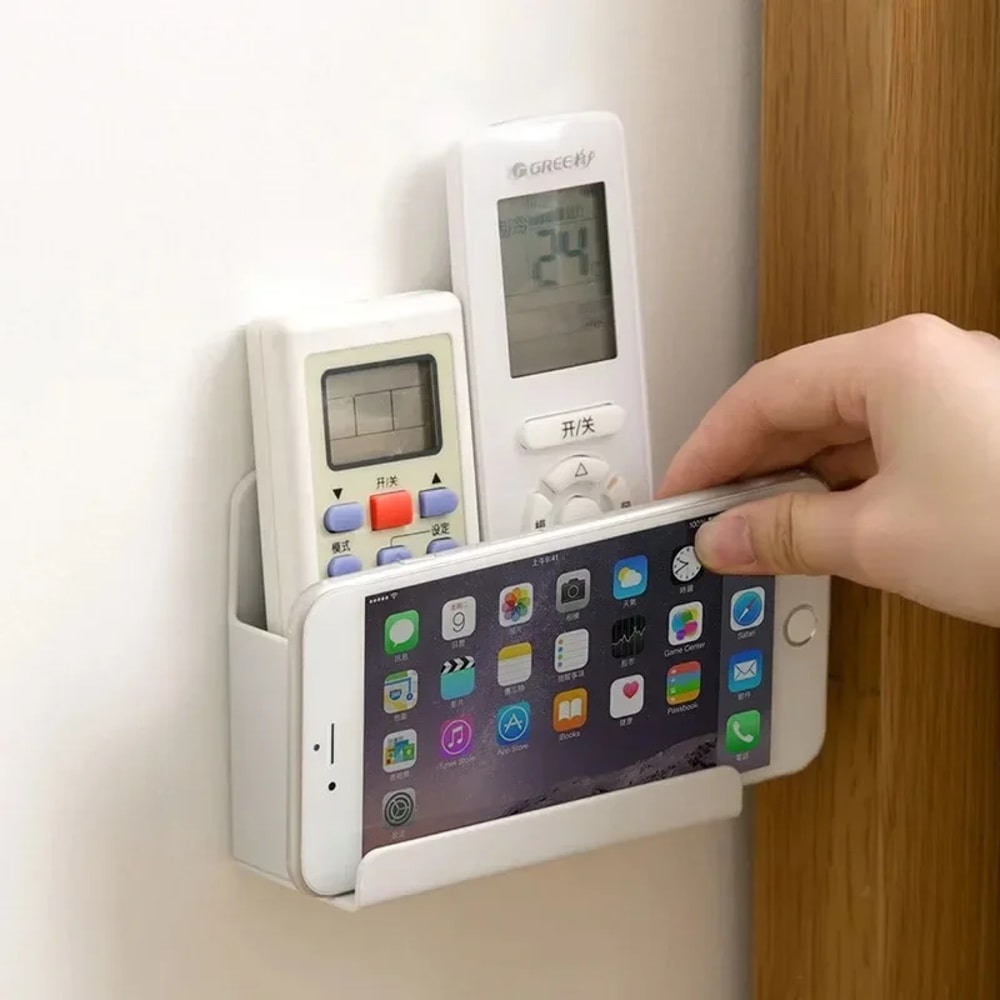 Multifunctional Punch Free Wall Mounted Storage Box, TV Air Conditioner Remote Control Organizer for Home, Office, Hotel