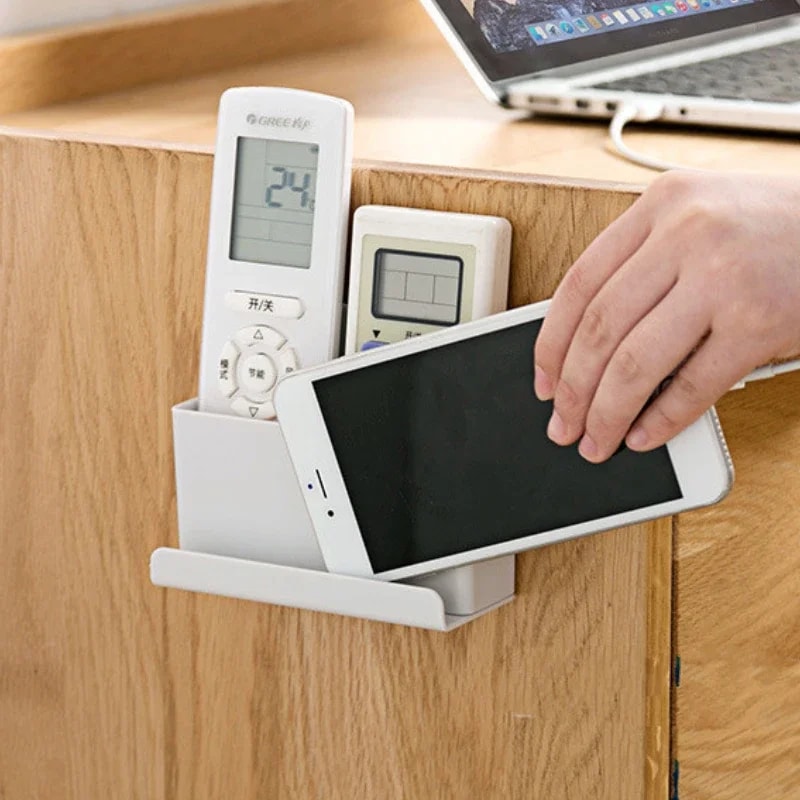 Multifunctional Punch Free Wall Mounted Storage Box, TV Air Conditioner Remote Control Organizer for Home, Office, Hotel