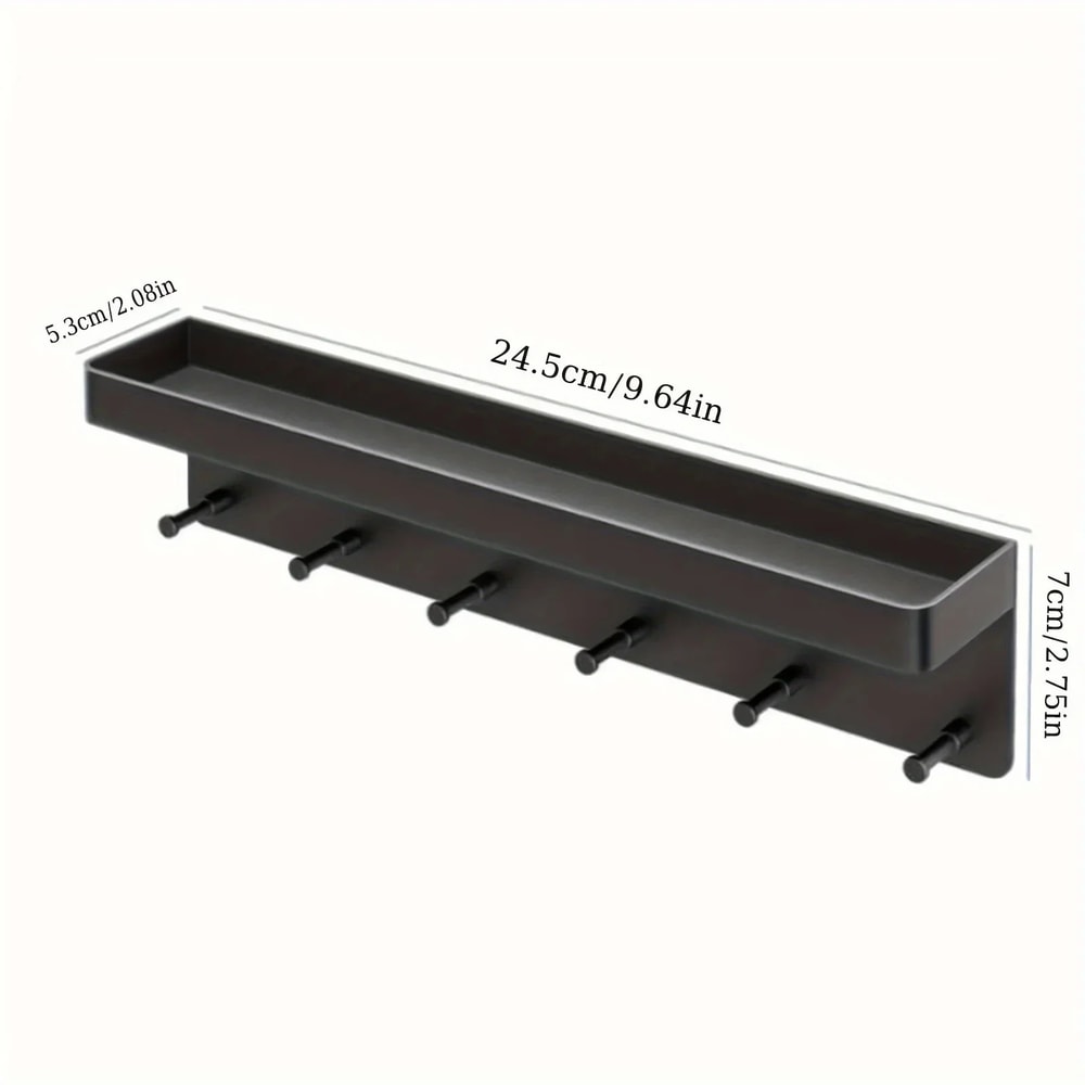 White Key Holder for Wall Decor, Mail Shelf Organizer Tableware Hanger with 6 Hooks, Wall-Mounted Storage Rack