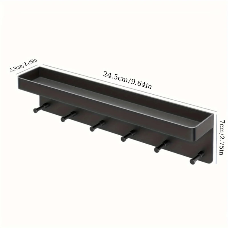 White Key Holder for Wall Decor, Mail Shelf Organizer Tableware Hanger with 6 Hooks, Wall-Mounted Storage Rack