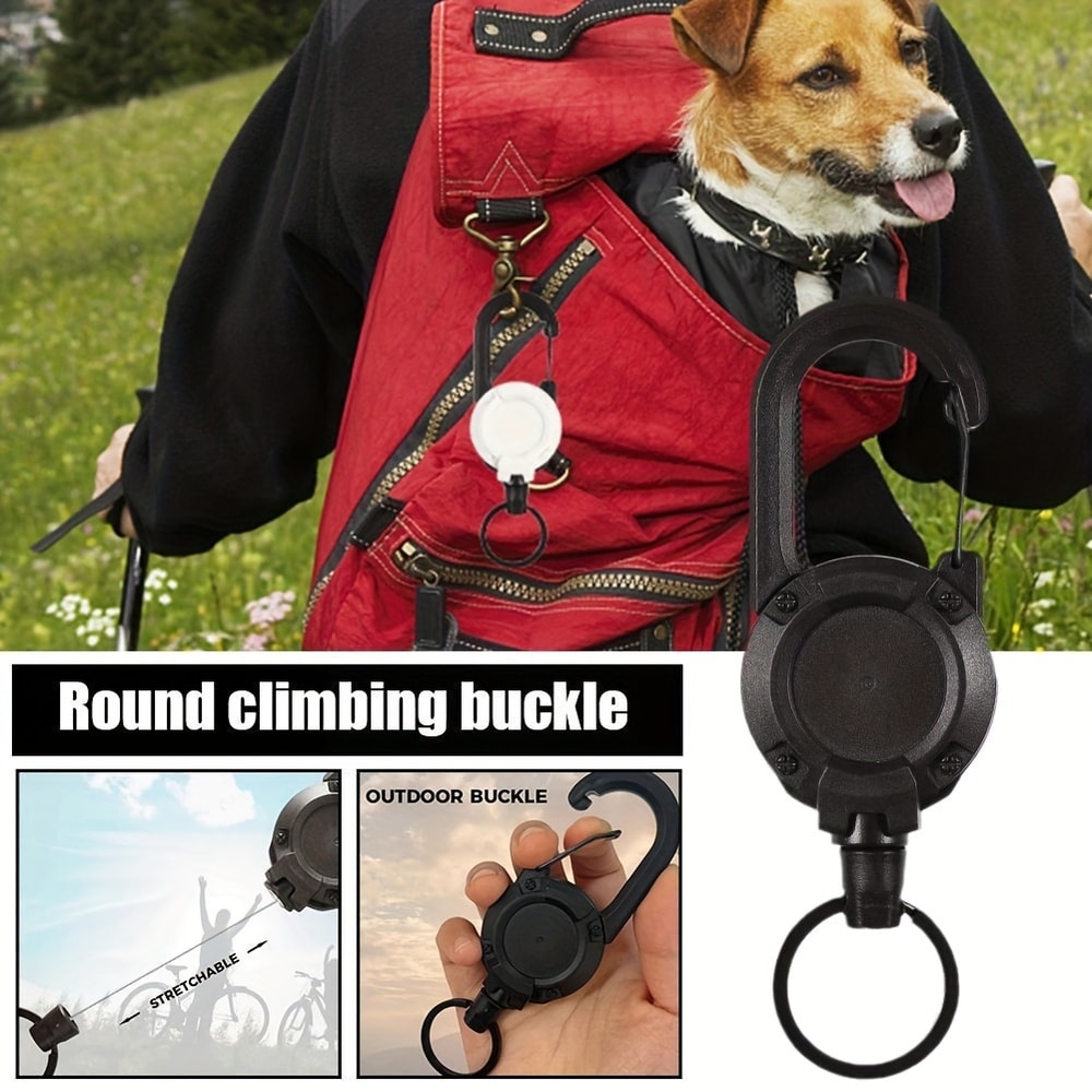 Retractable Heavy Duty Pull Reel Carabiner AntiTheft Key Chains With Strong Steel Wire Rope Buckle 2