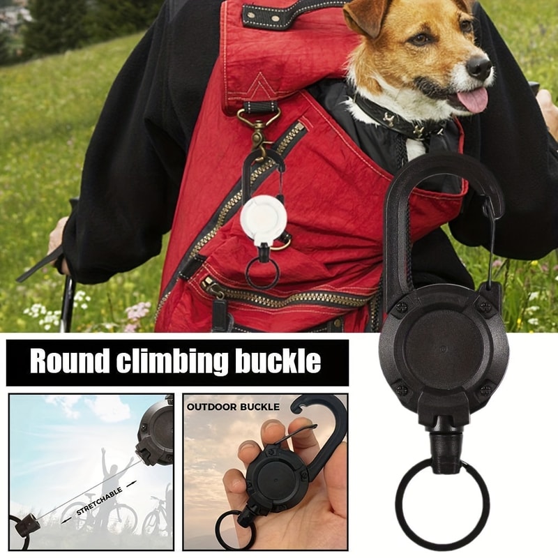 Retractable Heavy Duty Pull Reel Carabiner AntiTheft Key Chains With Strong Steel Wire Rope Buckle 2