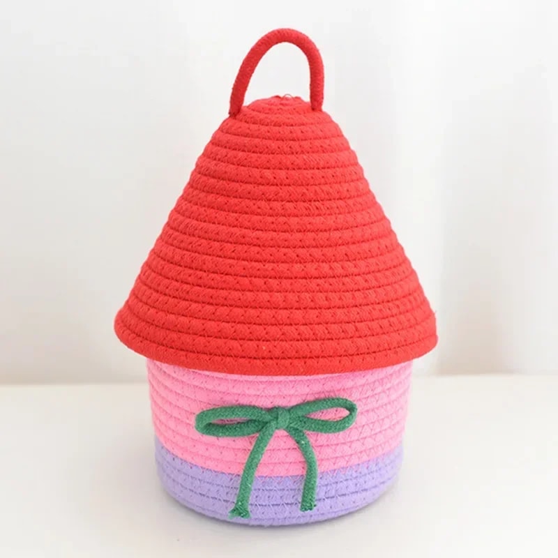 New Storage Basket, Cute Handwoven Desktop Organizer for Sundries, Cosmetics, Small Things, Gift Basket Desk Decor