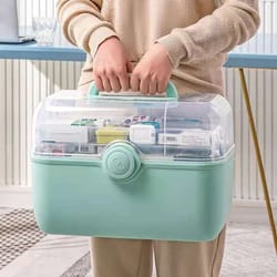 large capacity family medicine organizer box, portable first aid kit & plastic medicine storage box for home organizing
