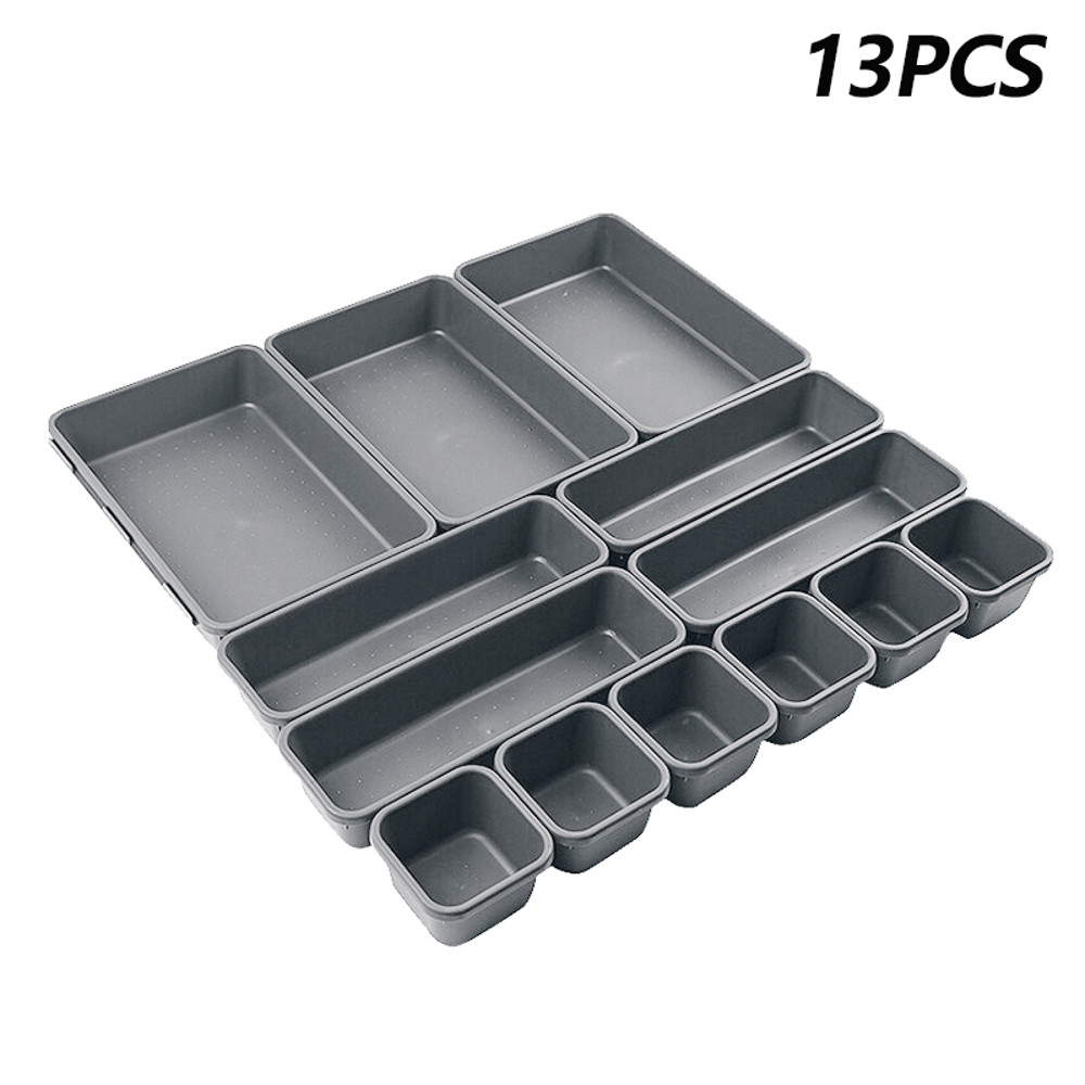 13Pcs Drawer Organizers Separator, Home, Office Storage Box for Desk, Kitchen, Bathroom, Makeup, Stationery & More
